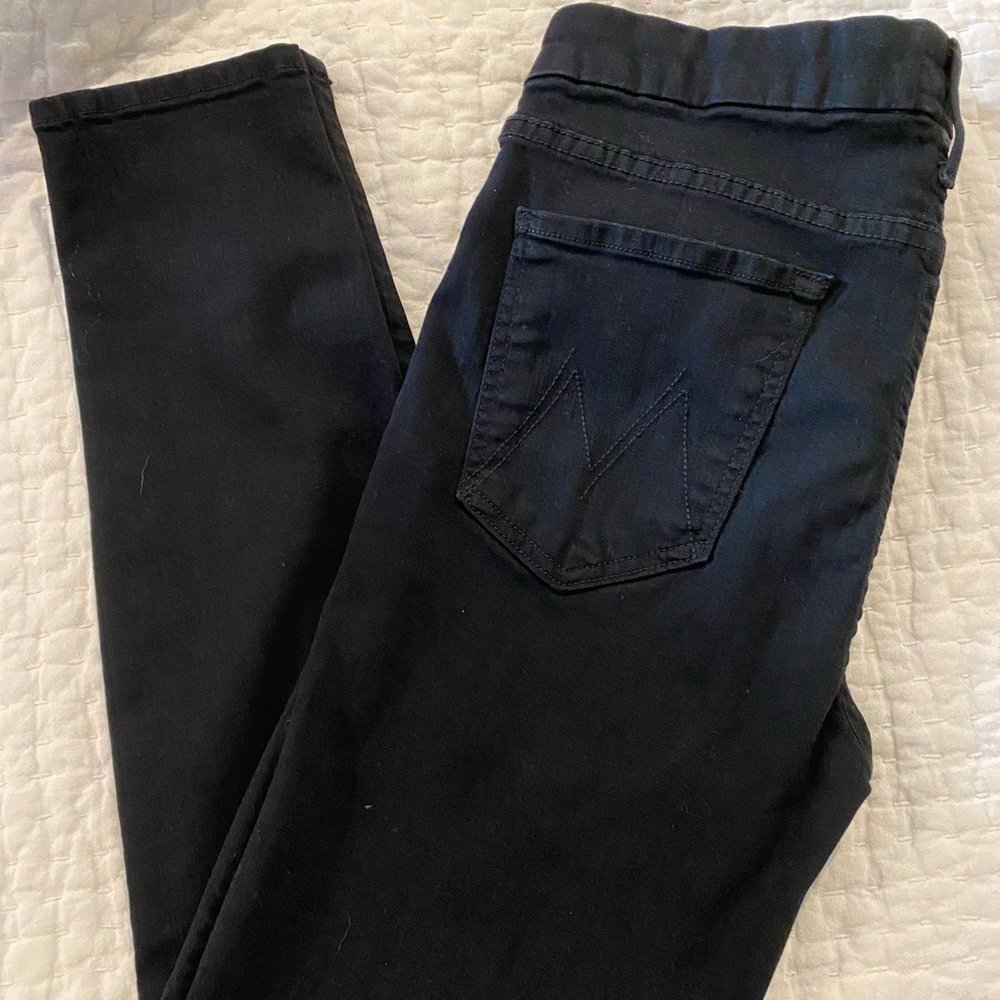 Mother high waisted lace-up looker black jeans